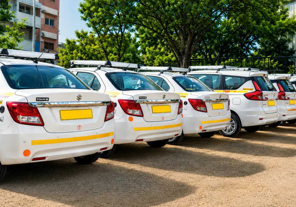 White taxis available for travel from Dehradun Airport to Rishikesh